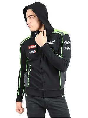 Official Kawasaki Motocard Team Black/Green Zip Up Hoodie Fleece - 16 21501 • £64.99