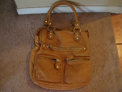 LP Linea Pelle Yellow Gold Genuine Leather Women Heavy Tote  Handbag Bag Purse • $69.99