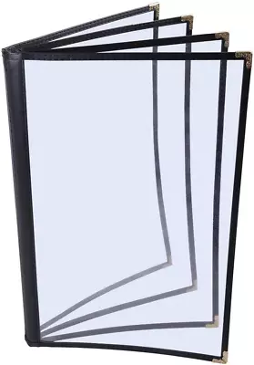 20 Pack Of  Menu Cover 4 Page 8 View Double Stitch Trim Fits 8.5X14 Paper Transp • $158.36