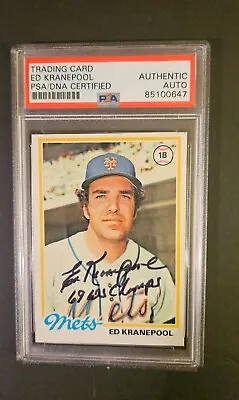 Ed Kranepool Mets Signed 1978 Topps Basebal Card PSA Certified Authentic Auto  • $59