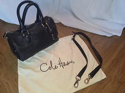 Cole Haan Black Leather Satchel Handbag Shoulder Doctor Bag W/ Branded Dust Bag • $45