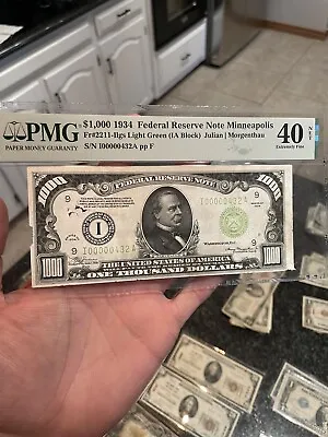 1934 $1000 Minneapolis LGS PMG Net 40 Comment 3-Digit # Federal Reserve Note $1k • $6900