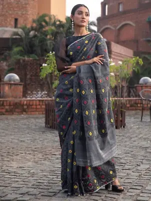 £24.99 • Buy Cotton Silk Saree Bollywood Indian Wedding Ethnic Women Party Wear Designer Sari