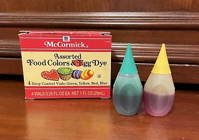 Vintage  McCormick Assorted Food Colors & Egg Dye With 2 Drop Control Vials • $4