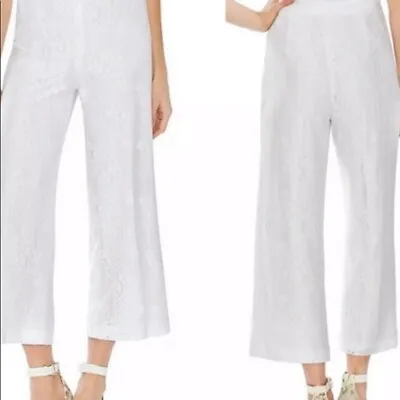 Vince Camuto Women's White Oasis Bloom Lace Overlay Crop Pants Size 4 NWT $119 • $14.99