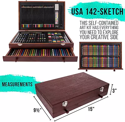 U.S. Art Supply 162-Piece Deluxe Mega Wood Box Art Painting And Drawing Set - Ar • $70.11