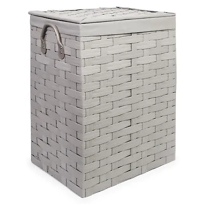 Large Laundry Linen Basket Bin Bathroom Storage Hamper Basket - Grey • £29.99