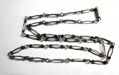 Vintage SOLID SILVER 16  Long FANCY LINK NECKLACE CHAIN - Barrel Clasp • £2.50