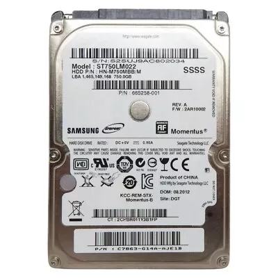 ST750LM022 HN-M750MBB/SCC FW 2AR10002 Samsung Laptop 750GB SATA 2.5 Hard Driv • $20