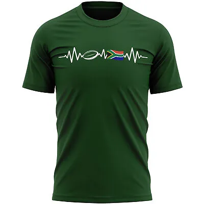 Mens South Africa Heartbeat Rugby T Shirt Shirt Country Him Rugga Cup Footbal... • £14.99