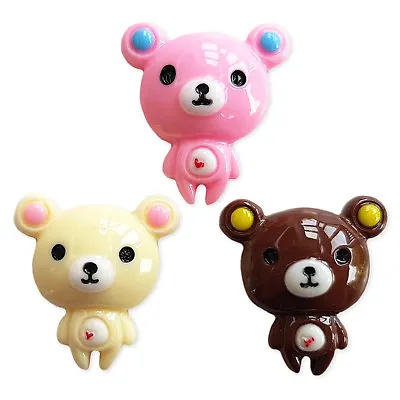 3pcs Cute Teddy Bear Resin Kawaii Flatback Cabochons Embellishment Decoden Craft • £1.79