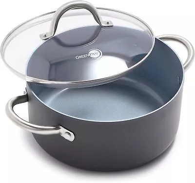 GreenPan Lima Hard Anodized Healthy Ceramic Nonstick 5QT Stock Pot With Lid • $52.99