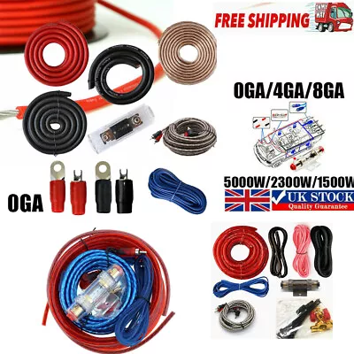 4awg Gauge Car Audio Amp Amplifier Wiring Cable Kit 2300 Watts Big Power Bass Uk • £6.37