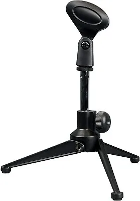 Desk Microphone Stand - Mini Black Tripod Foot Base – Adjustable Height • £9.49