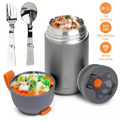 650ml Hot Food/Soup Thermos Flask Stainless Steel Vacuum Insulated Jar & Spoon • $24.95