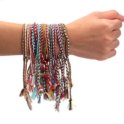 30 PCS Colorful Adjustable Woven Wrap Friendship Bracelets Handmade Wristbands • $14.31