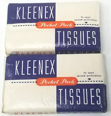 Kleenex Tissues 1950 Pocket Pack Set Of 2 Vintage Retro Cellophane New Old Stock • $12.95
