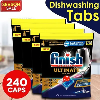 4 X Finish Dishwashing Tabs Tablets Powerball Ultimate All-in-One Shine 60pk AU • $105.26