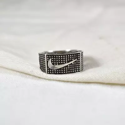 Pure 925 Silver Black Enameled Nike Design Unique Men Signet Ring Unisex Jewelry • $44.99