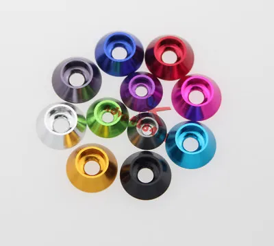 Aluminum Cone Cup Taper Washer M3 Hex Socket  X10 Black Blue Red Gold Purple • £3.53