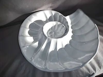 Unique White Nautilus Ceramic Serving Platter - Chip Or Veggie And Dip - Mud Pie • $20
