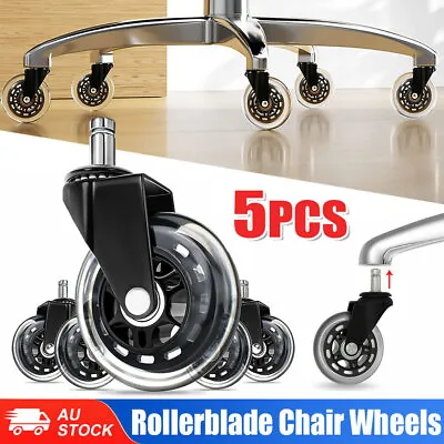 $21.45 • Buy 5Pcs Home Office Desk Chair Wheels Replacement 3  Rolling Casters Grip Rings AUS