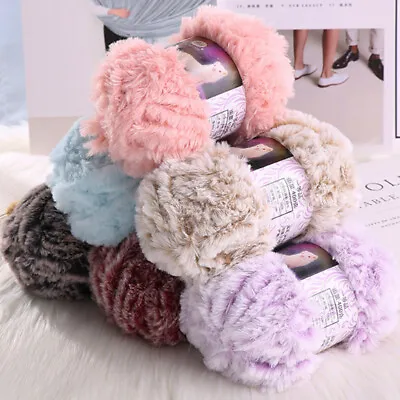 50g Faux Fur Mink Wool Yarn Hand Knitting Soft Fleece Blend Yarn For Sweater DIY • $2.89