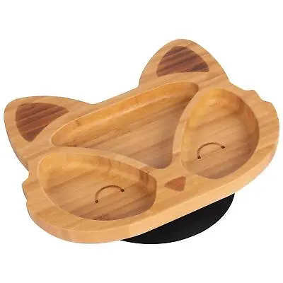 Tiny Dining Black Fox Bamboo Baby Suction Plate Toddler Weaning Feeding Set • £14