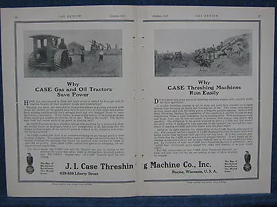 1915 J. I. Case Tractor & Threshing Machine - 2 Pg Mag Ad  -- Racine WI • $9.75