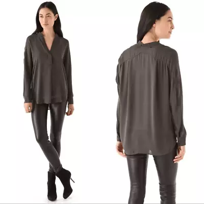 Vince Half Placket Silk Tunic Blouse Size 8 • $45