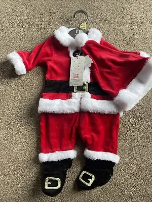 Mothercare Velour Father Christmas Outfit Santa Suit Up To 1 Month • £10