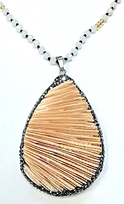 HSN JK NY 36  Shaved Yellow Coral Multi-Beaded Pendant Necklace • $12