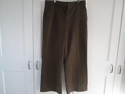 £75 • Buy Mens Gucci Green Flared Pleated Trousers Brown Chinos Size 36 Insideleg 29 