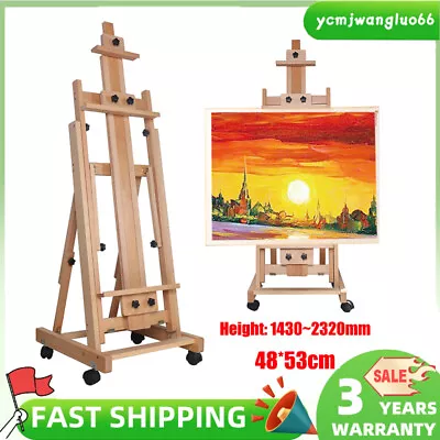 Large Heavy-Duty Studio Artist Easel H-Frame Wood Painting Art Easel Standing • $145.70