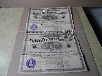 2 Mystic Order Veiled Prophets Certificates 1916 1918 Masonic + Photo  MOVPER  • $49.95