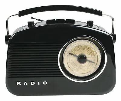 1950's 60's Diner Retro Design Round Dial Table Counter Radio - Black • £44.92