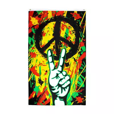 Large 3x5FT Rasta Peace Grafitti Banner Flag Weed Jam Hippie Tie Dye Vertical • $12.99
