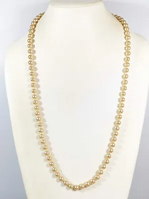 Vintage Ivory Color Glass Faux Pearl Knotted Necklace 30 Inches • $10.84