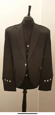 £59.99 • Buy Men's Argyle Black Wool Blazer Jacket & Waistcoat Sizes Available 38-58r