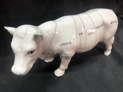 Model Cow Diagram Beef Figurine Decor Porcelain Butcher Shop Decor Meat Cuts D • $90