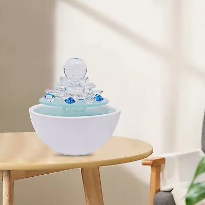 Modern Indoor Water Fountain Crystal Ball Desktop Fountain Home Decor White  • $42.75