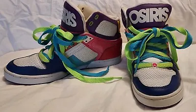 Osiris NYC 83 Womens Size 8.5 Slim Skate Shoes Neon Rainbow Multicolor White  • $44.99