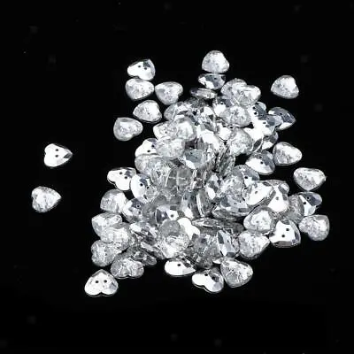 £6.13 • Buy 50pcs/pack Handmade Sew On Diamante Crystal Clear Acrylic Plastic 2-Holed Heart