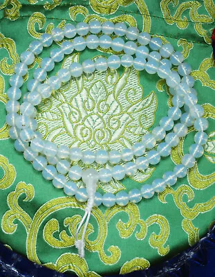 USA Seller! Glowing Moon Stone Tibetan Buddhist 108 Mala Prayer Beads Satin Bag • $16.36