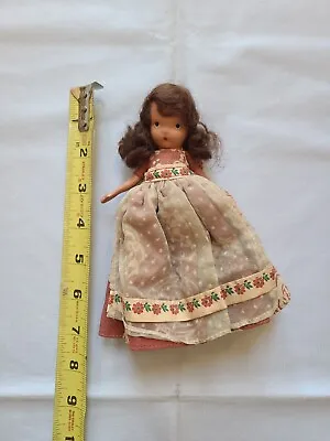 VTG NANCY ANN STORYBOOK DOLLS Red Dress Brown Hair White Apron Vintage • $9.95