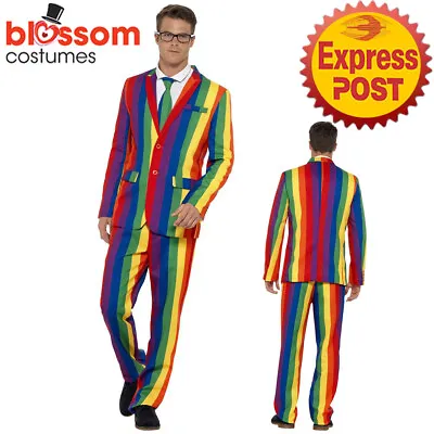 CA1763 Rainbow Mardi Gras Suit Adult Jacket Stand Out Suit LGBT Festival Costume • $54.40