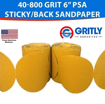 Gritly - 100 Pc 6  Inch 40-800 Grit DA Sanding Disc Sandpaper Roll - Sticky Back • $27.99