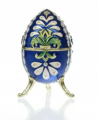 Blue Faberge Egg Trinket Box & Music Handmade By Keren Kopal Austrian  Crystals • $4.25