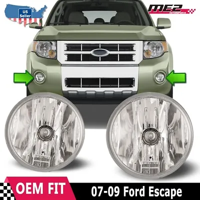 Pair For 2007-2012 Ford Escape Fog Lights Clear Bumper Driving Lamps W/ Bulbs • $21.99