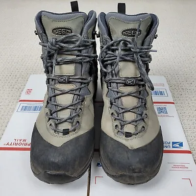 Keen Boots Mens 10 Gray Mid Hiking Shoes Lace Up Waterproof Trail Outdoor • $55